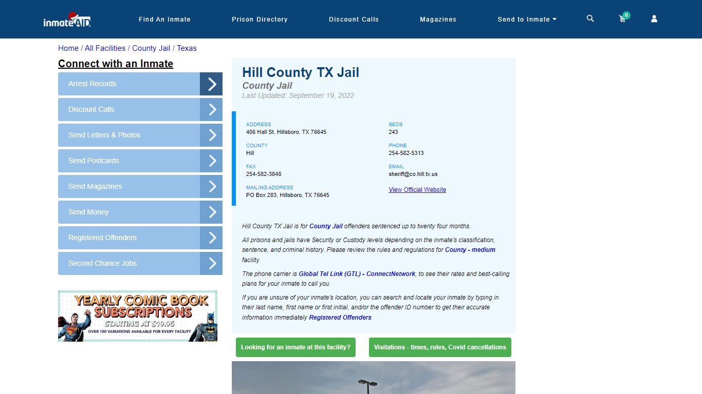 Hill County TX Jail - Inmate Locator - Hillsboro, TX